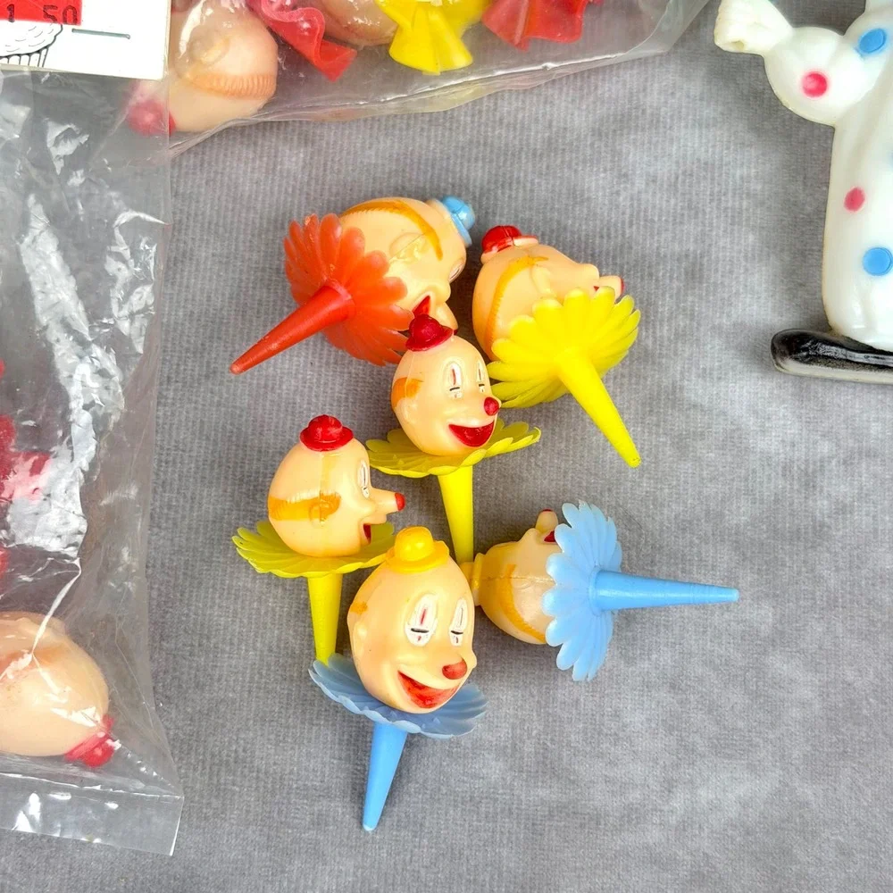 Vintage 1991 Wilton Cake Picks Topper Derby Clowns Train Circus Birthday 40+ Pcs